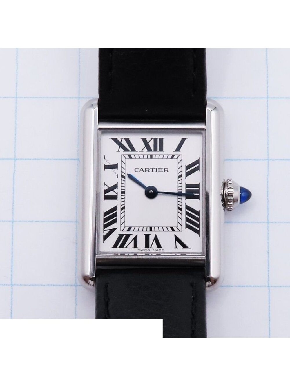 Cartier Tank Must SM Silver Stainless Steel Leather Watch Quartz - Picture 9 of 9